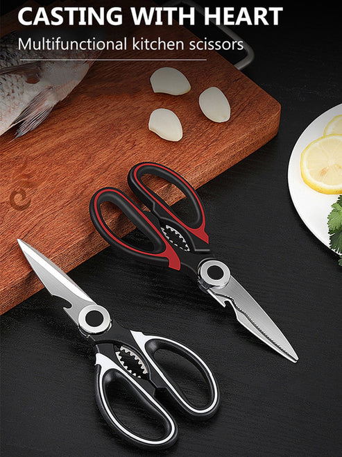Multipurpose Kitchen Scissors with Bottle Opener - Heavy Duty Stainless Steel Shears