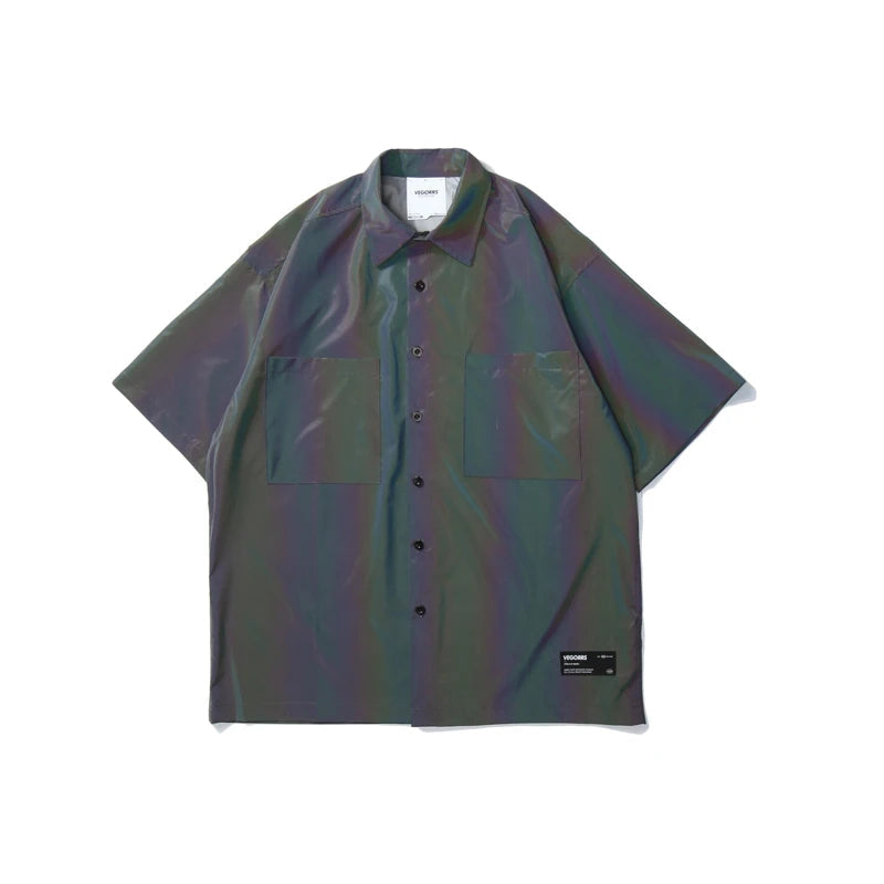 Reflective Short Sleeve Shirt – Holographic Streetwear Tee for Men