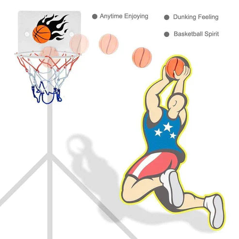 Wall-Mounted Mini Basketball Hoop Toy Set - Suction Cup Indoor Basketball for Home, Office & Kids Ages 5+