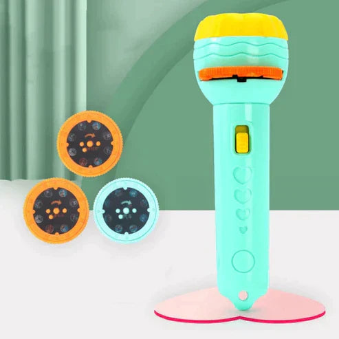 Educational Story Prop Flashlight Projector - Kids Learning Torch with 3 Cards & 24 Patterns for Toddlers