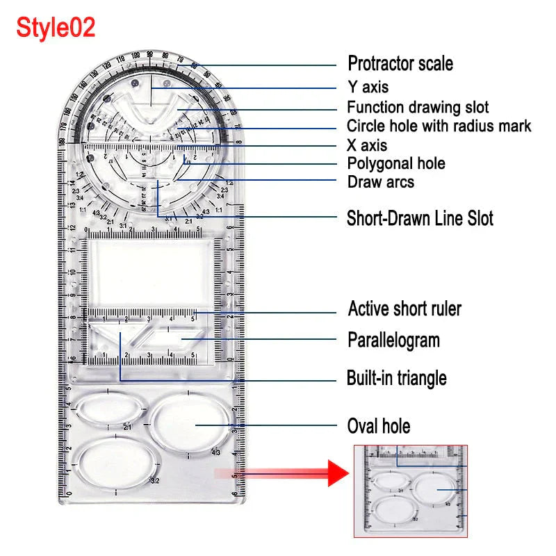 Geometric Art Design Architect Ruler - Professional Drafting & Drawing Template