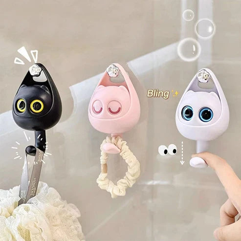 Cute Cat Punch Free Key Holder Hook - No Drill Wall Mounted Key Organizer for Home Decor