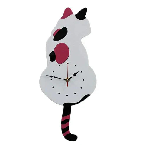 Cat Tail Wall Clock – Cute Swinging Tail & Moving Eyes Novelty Clock for Home Decor