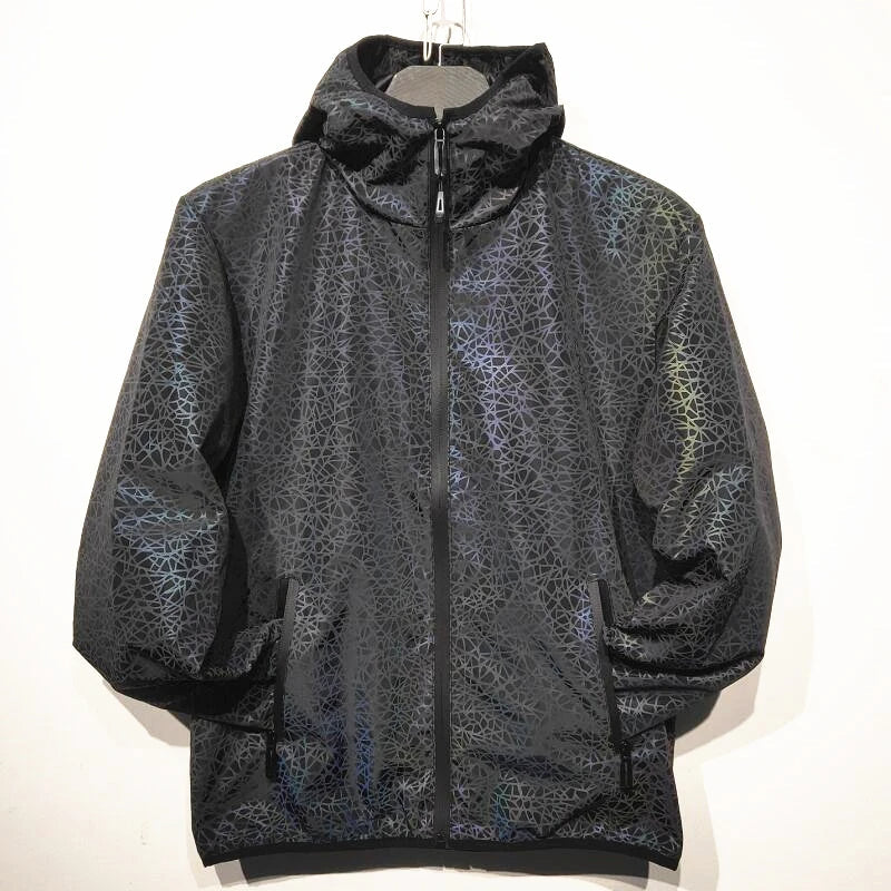 Reflective Hooded Jacket – Harajuku Streetwear Windbreaker for Autumn & Spring