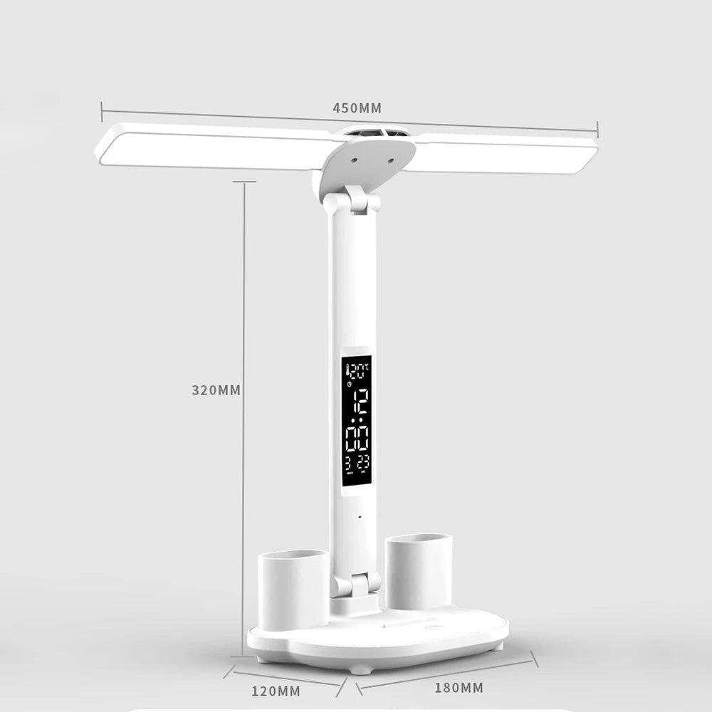 Smart LED Foldable Desk Lamp with Digital Clock & Temperature Display