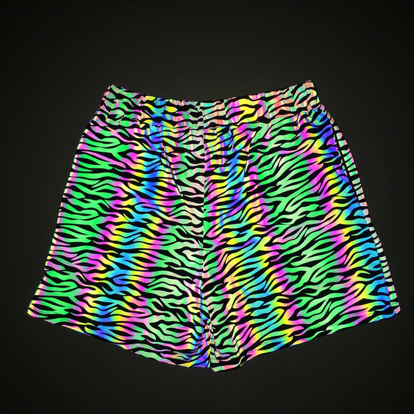 Men's Holographic Reflective Shorts – Rainbow Night Running Jogger Shorts | Snake, Tiger, Zebra & Mushroom Patterns
