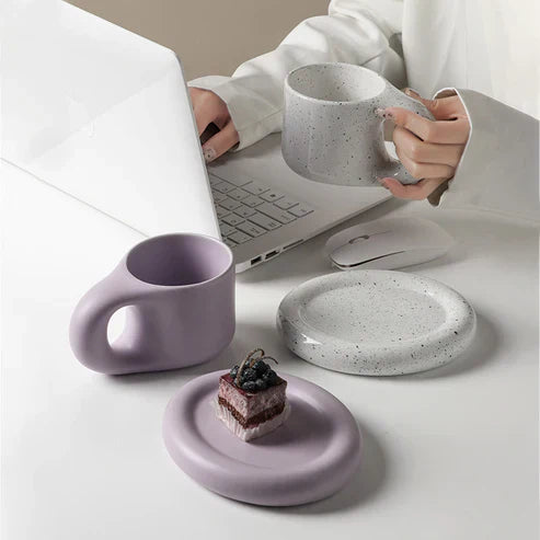 Nordic Handmade Ceramic Mug with Handle – Artisan Coffee Cup