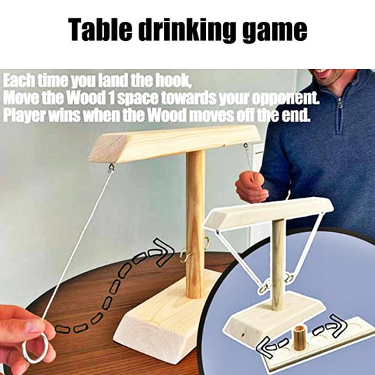 Ring Toss Hook & Ring Party Game – Wooden Handheld Drinking Game for Home & Outdoors