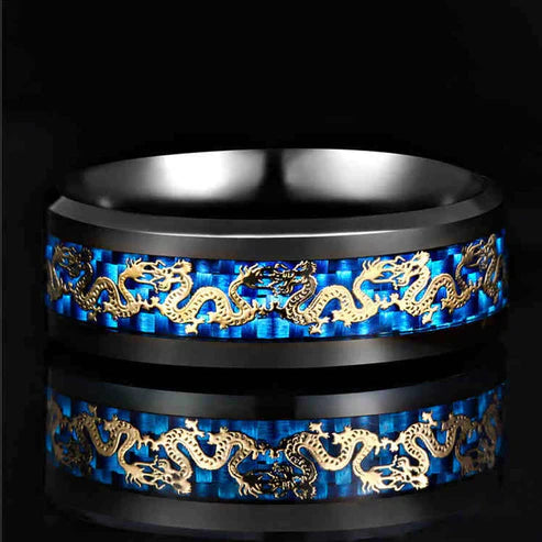 Vintage China Dragon Ring for Men - Stainless Steel Statement Ring