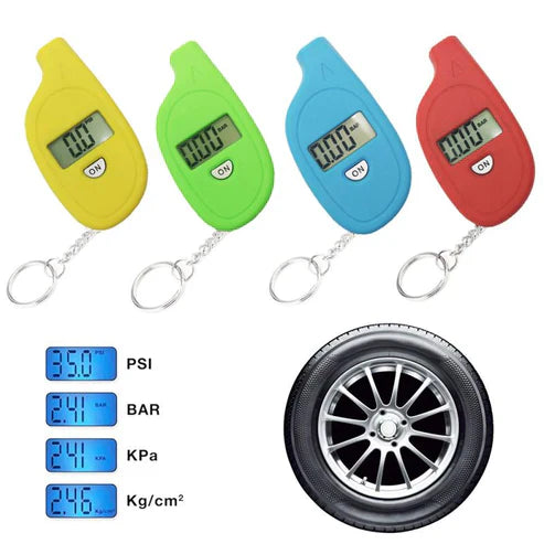 Portable Digital Car Tire Pressure Tester Keychain - Mini LCD Tire Gauge