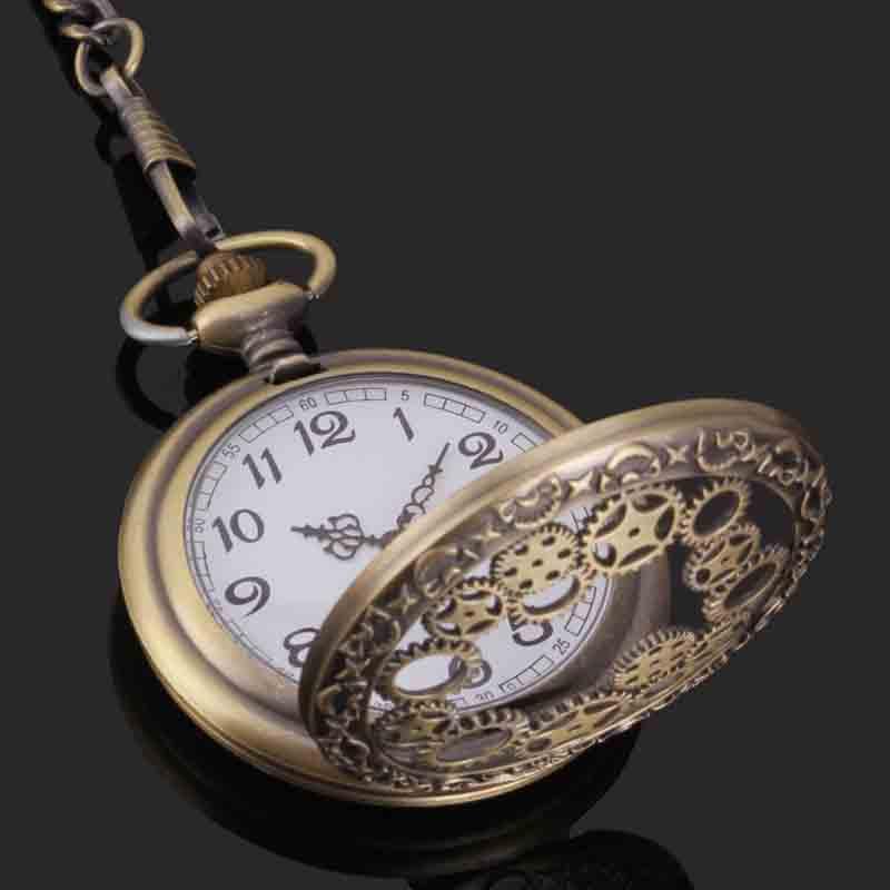 Time Traveler Pocket Watch - Steampunk Vintage Mechanical Style Quartz Watch