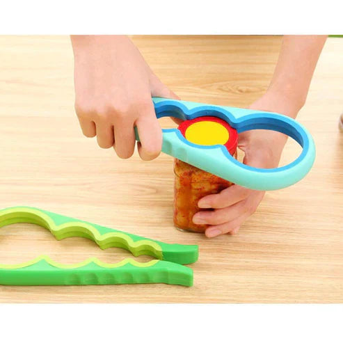 Multi Purpose Can Opener Kitchen Gadget - 5-in-1 Bottle & Jar Opener Tool Set