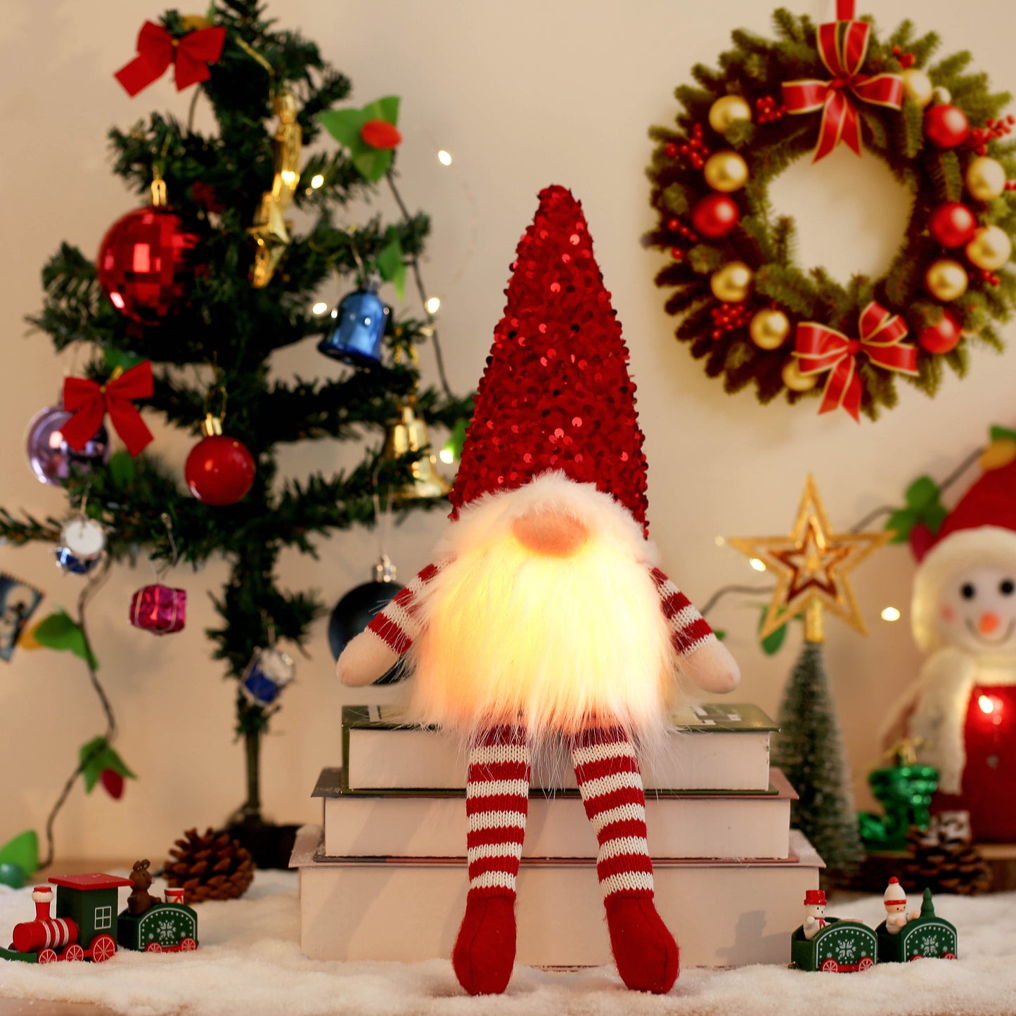 Christmas Gnome Elf Doll - 30cm LED Light Holiday Decoration