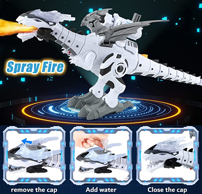 Electric Walking Spray Dinosaur Robot Toy – Mist Breathing, Glowing Eyes & Realistic Sounds | Kids Gift Ages 3+