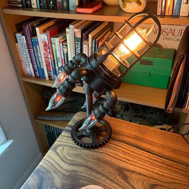 Steampunk Rocket Lamp – Vintage Industrial LED Table Light for Home, Office & Desk Decor