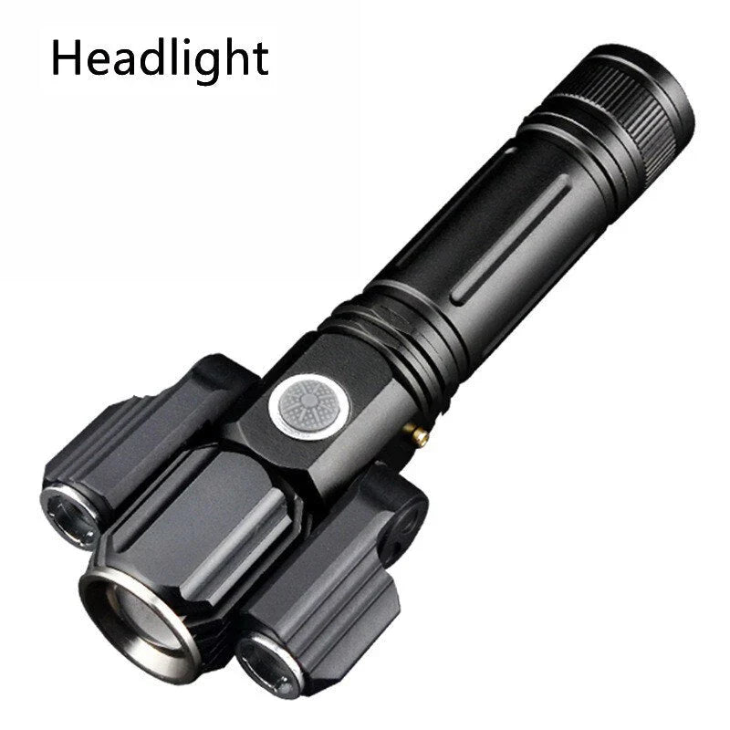 Three Head Rechargeable Rotatable Flashlight - Multi-Angle LED Work Light