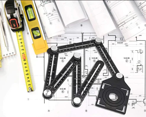 6-Sided Angle Finder Tool – Precision Measuring Ruler for DIY & Woodworking