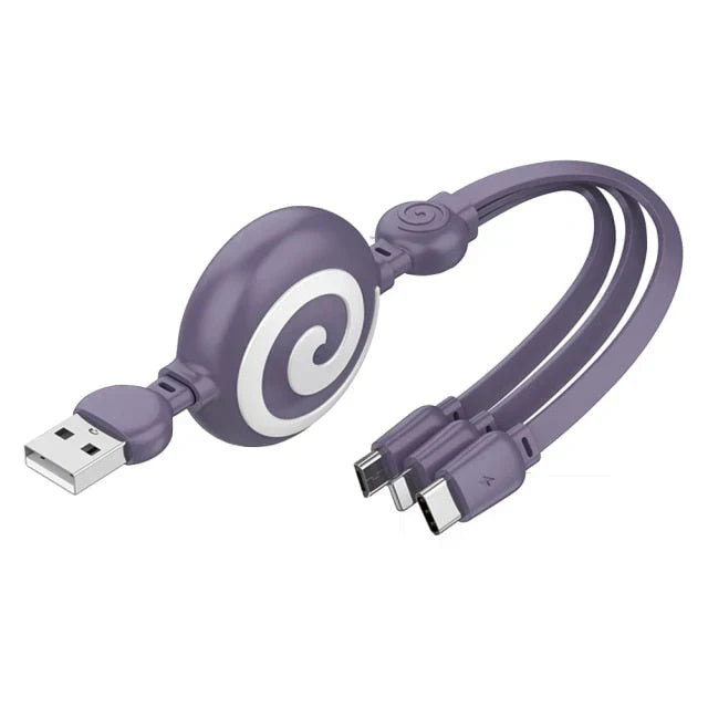 3-in-1 Retractable Universal Phone Charging Cable - Multi-Device Charger