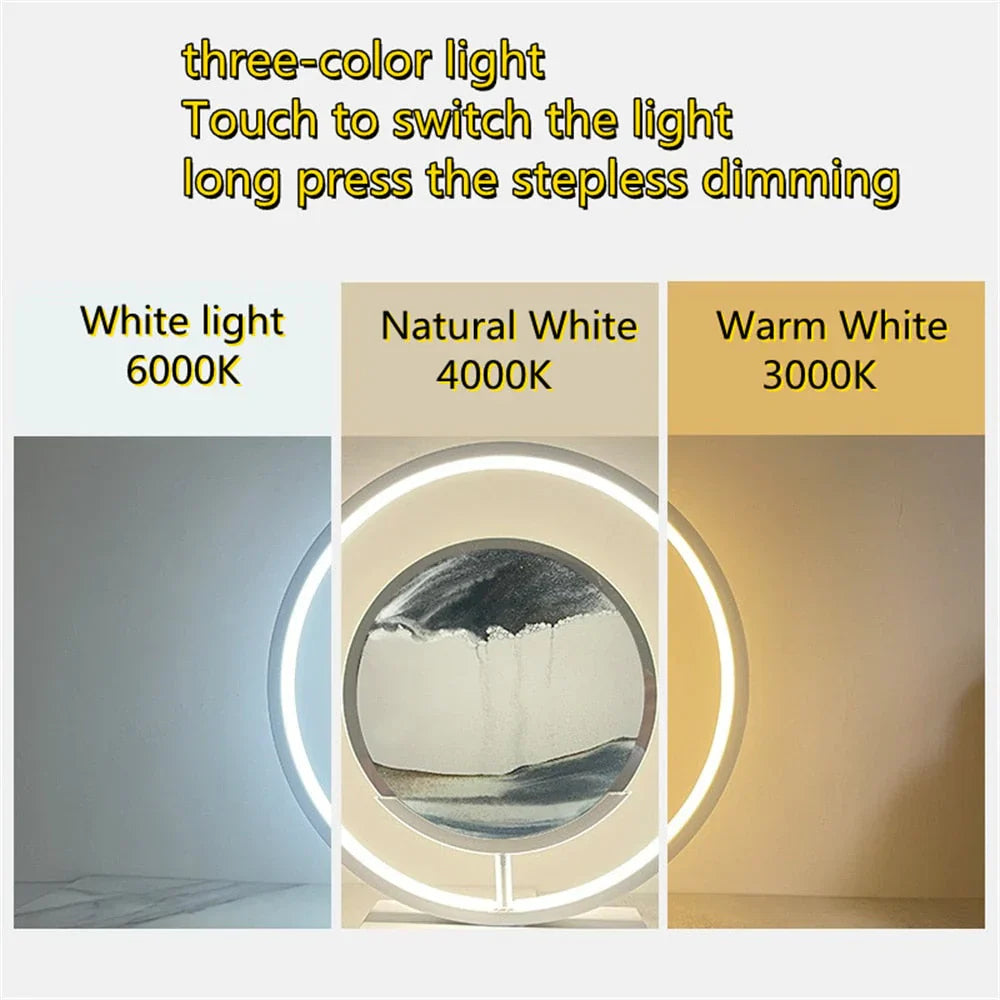 3D LED Flowing Sand Art Table Lamp – Moon Shape Ambient Night Light