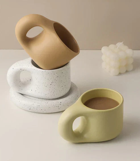 Nordic Handmade Ceramic Mug with Handle – Artisan Coffee Cup