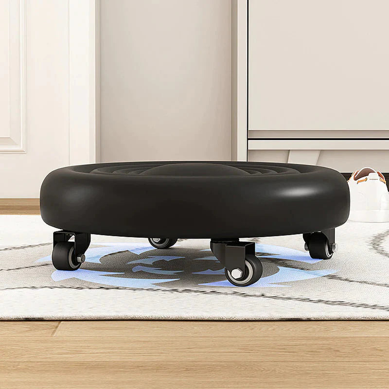 360° Rotating Wheeled Rolling Stool – PU Leather, 5 Swivel Casters | Home & Office Seat