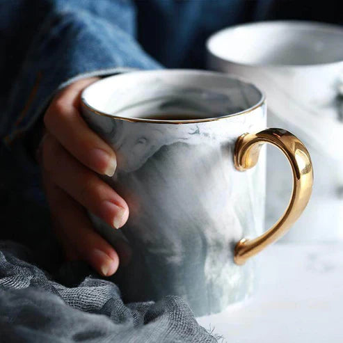 European Marble Porcelain Mug – Elegant Luxury Coffee Cup