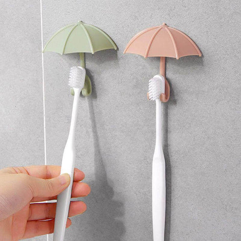 3pcs Set Cute Umbrella Toothbrush Hook - Wall-Mounted Holder