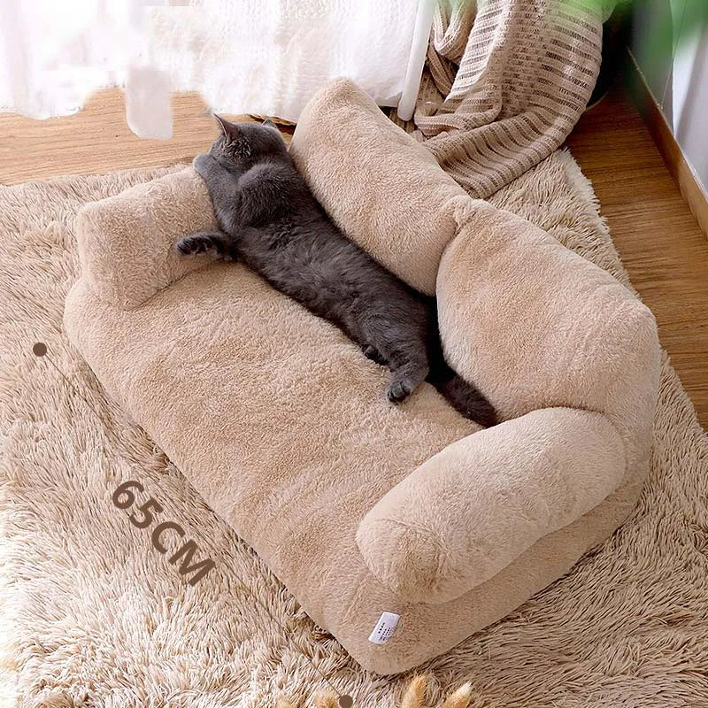 Luxury Cat Bed Sofa – Plush Soft Cosy Pet Sofa with Anti-Slip Base & Pillow