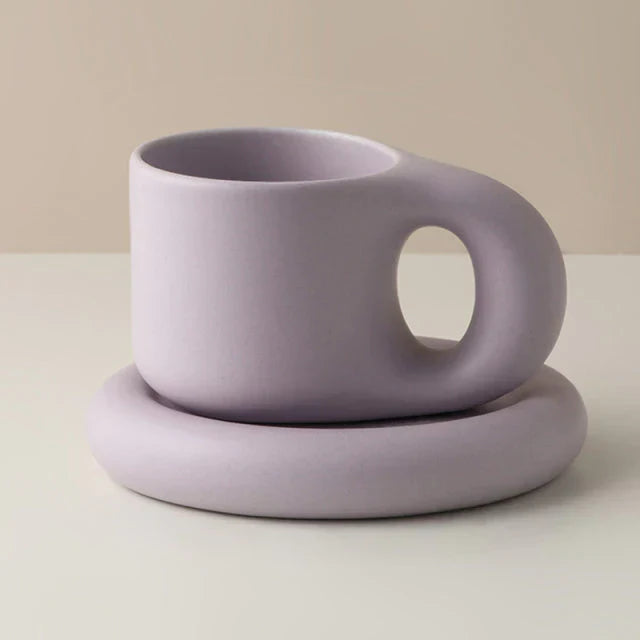 Nordic Handmade Ceramic Mug with Handle – Artisan Coffee Cup