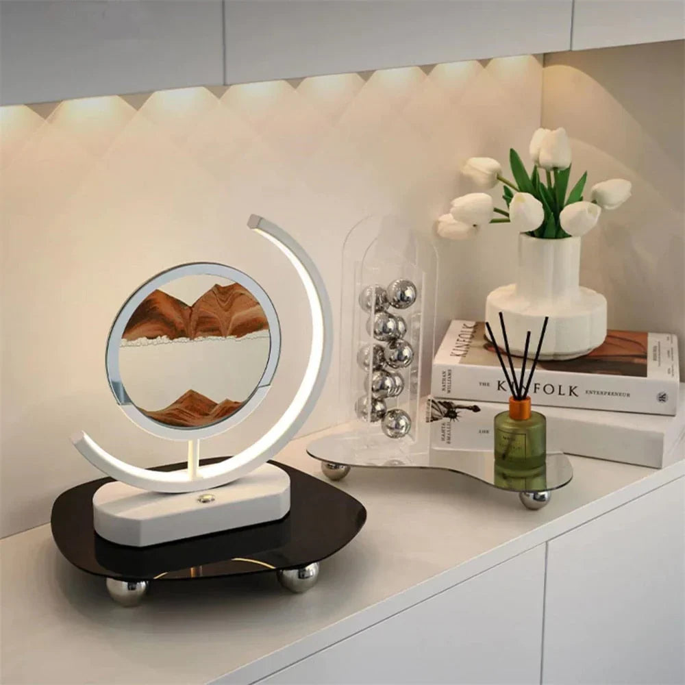 3D LED Flowing Sand Art Table Lamp – Moon Shape Ambient Night Light