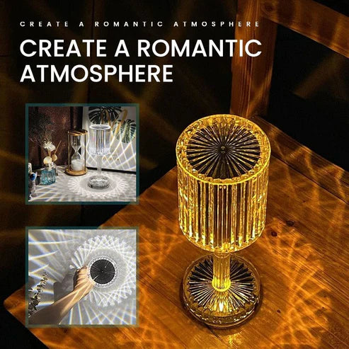 Diamond Glow Acrylic Touch Table Lamp – RGB LED Crystal Night Light
