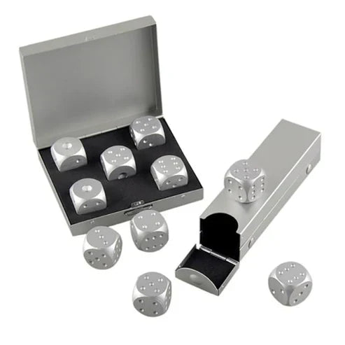 5pcs Aluminum Alloy Metal Dice Set - Premium Gaming Dice with Case
