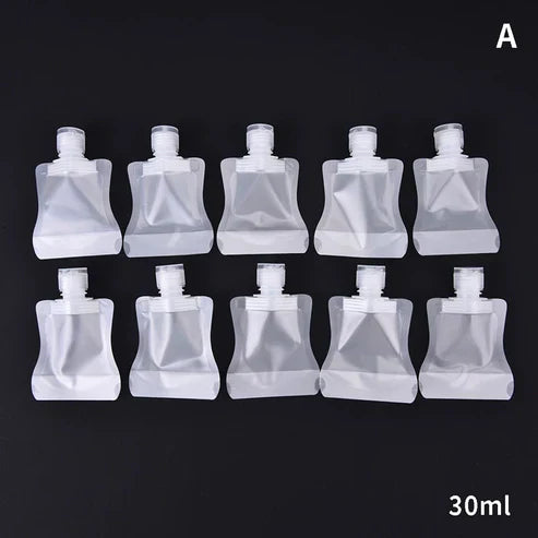 Travel Pouch Bag - 10-Pack Leak-Proof Reusable Liquid Bottles Set