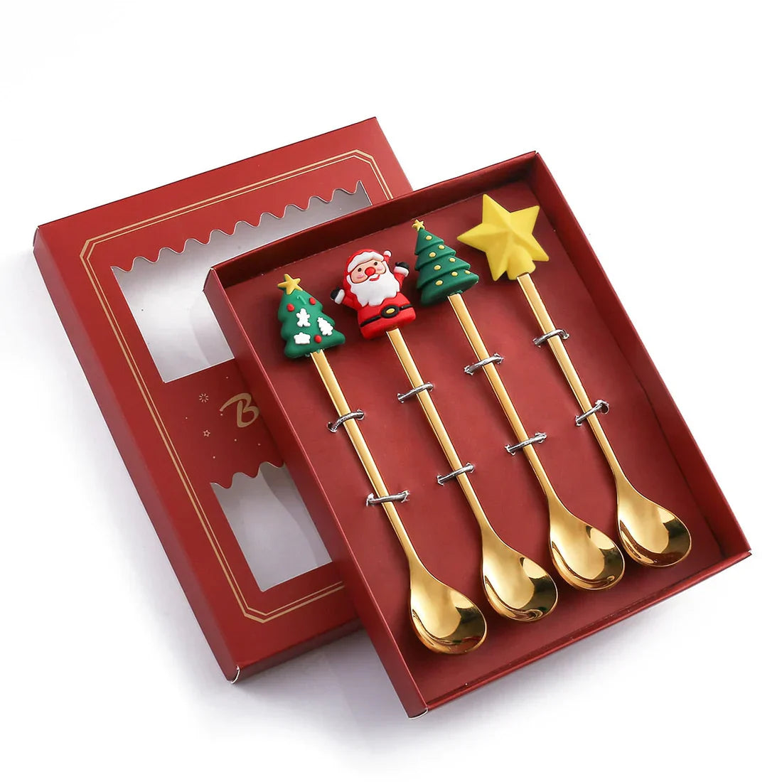 4Pcs Christmas Best Wishes Tableware Set - Holiday Spoon Collection