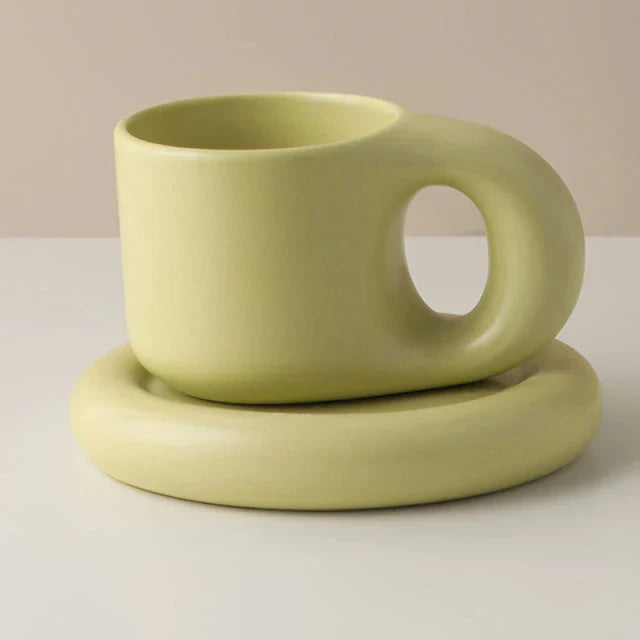 Nordic Handmade Ceramic Mug with Handle – Artisan Coffee Cup