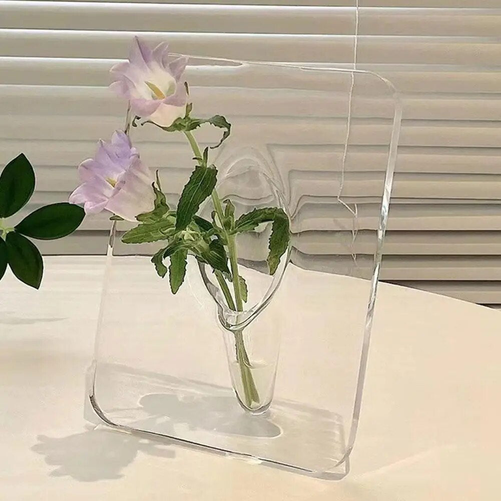 Photo Frame Vase - Acrylic Hydroponic Flower Vase with Art Frame Decoration