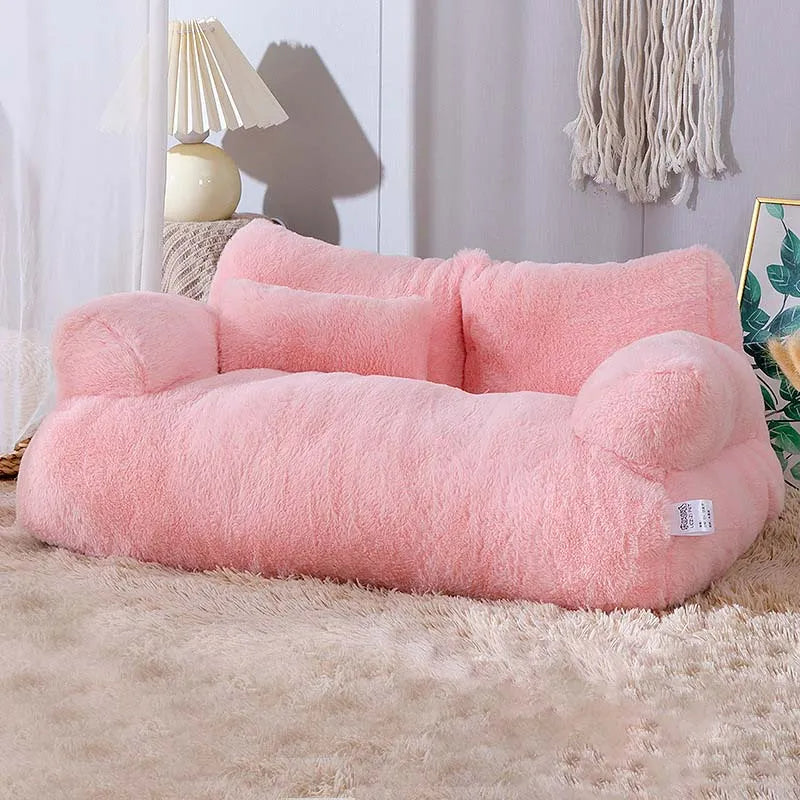 Luxury Cat Bed Sofa – Plush Soft Cosy Pet Sofa with Anti-Slip Base & Pillow
