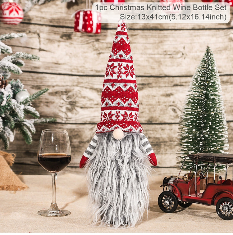 Christmas Wine Bottle Cover - Festive Holiday Table Decoration