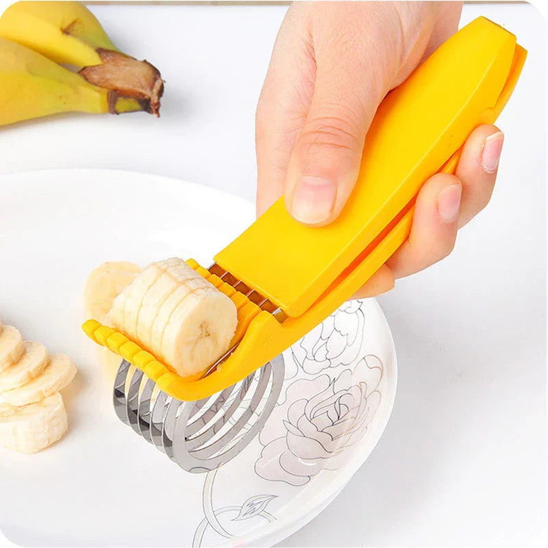 Stainless Steel Banana Slicer – Fruit, Vegetable & Sausage Cutter Kitchen Tool
