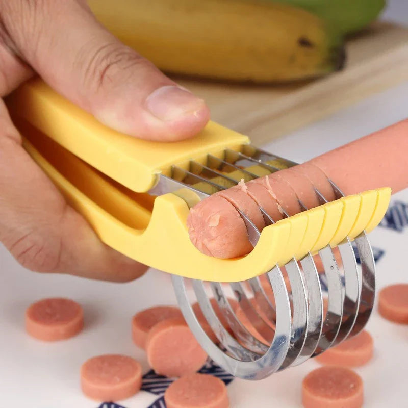 Stainless Steel Banana Slicer – Fruit, Vegetable & Sausage Cutter Kitchen Tool