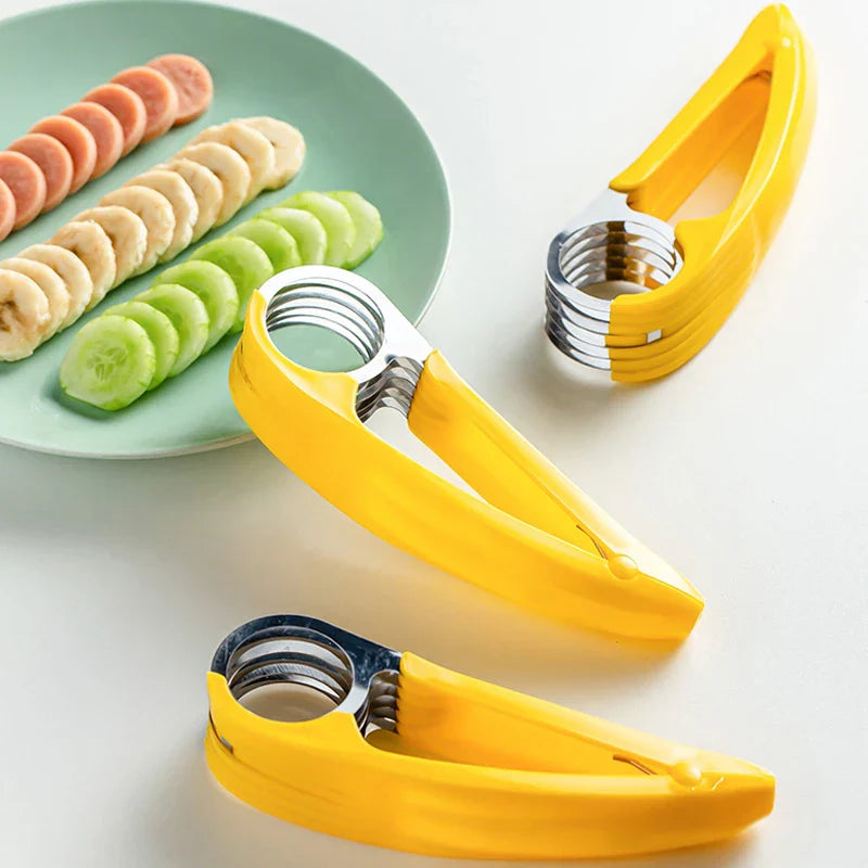 Stainless Steel Banana Slicer – Fruit, Vegetable & Sausage Cutter Kitchen Tool