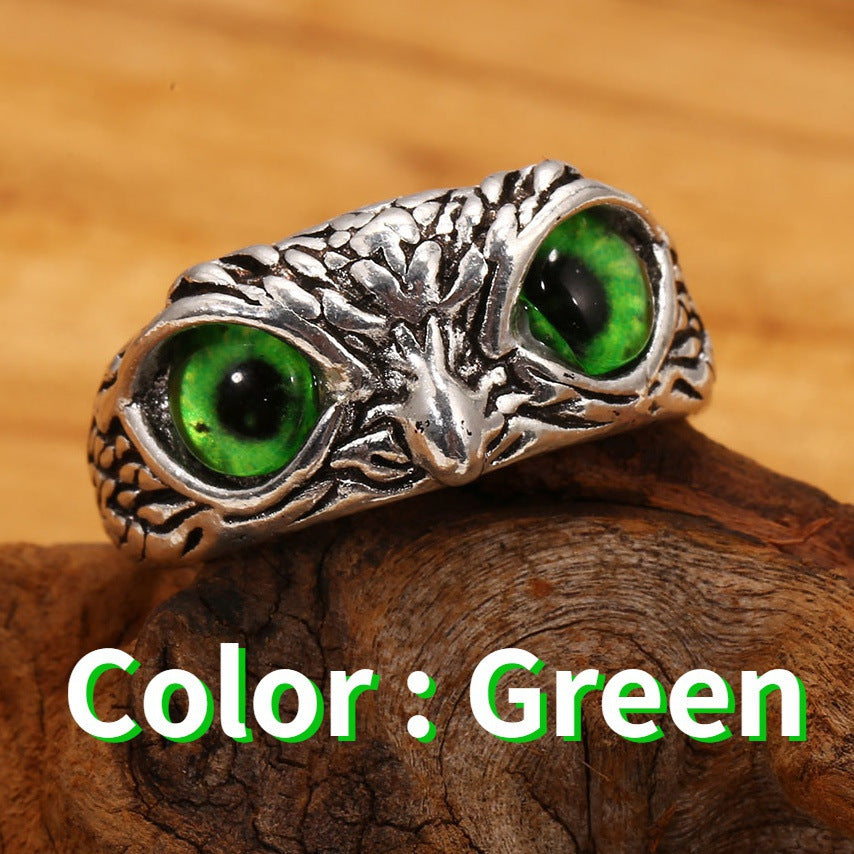 Owl Eye Adjustable Ring – Vintage Retro Alloy Open Ring for Men & Women | 6 Colours