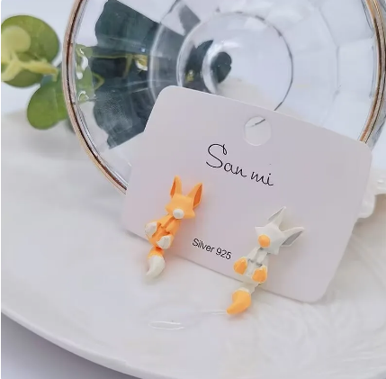 Cute 3D Cat Polymer Clay Handmade Earrings – Lightweight Cartoon Animal Stud Earrings for Women & Girls