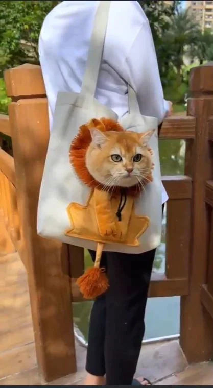 Lion Shape Pet Carrier Bag – Exposed Head Backpack for Cats & Small Dogs