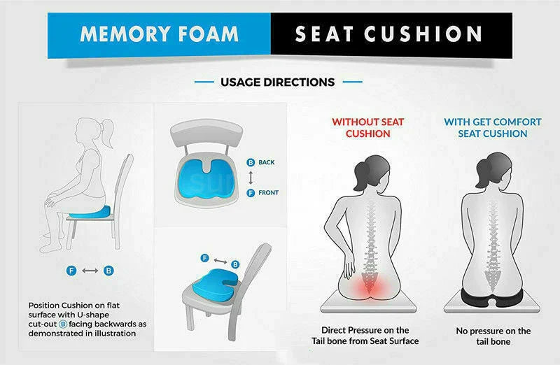 Ergonomic Memory Foam Seat Cushion – Comfort & Posture Support