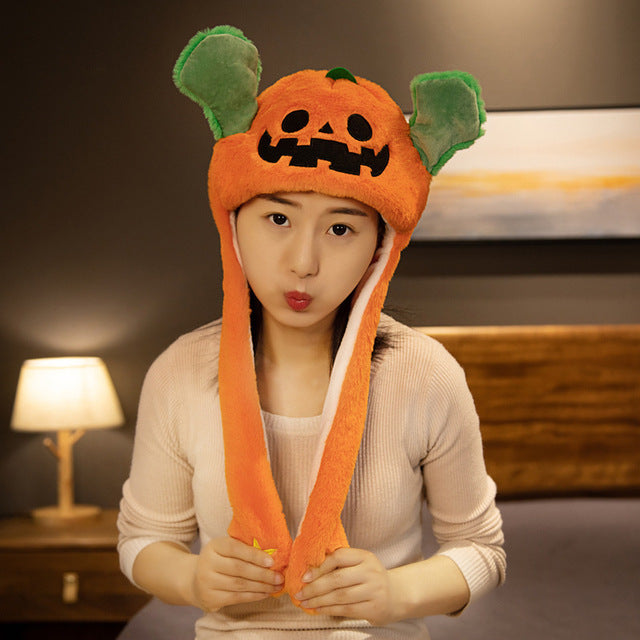 Moving Bunny Ear Plush Hat – Cartoon Animal Airbag Hat for Parties & Cosplay