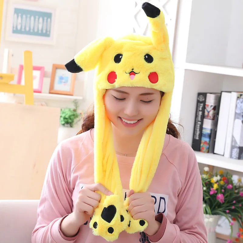 Moving Bunny Ear Plush Hat – Cartoon Animal Airbag Hat for Parties & Cosplay