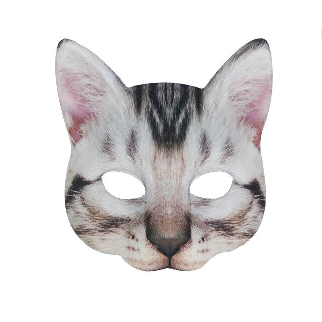 Lifelike Cat Half-Face Cosplay Mask – 9 Styles | Halloween, Masquerade & Party Costume Prop