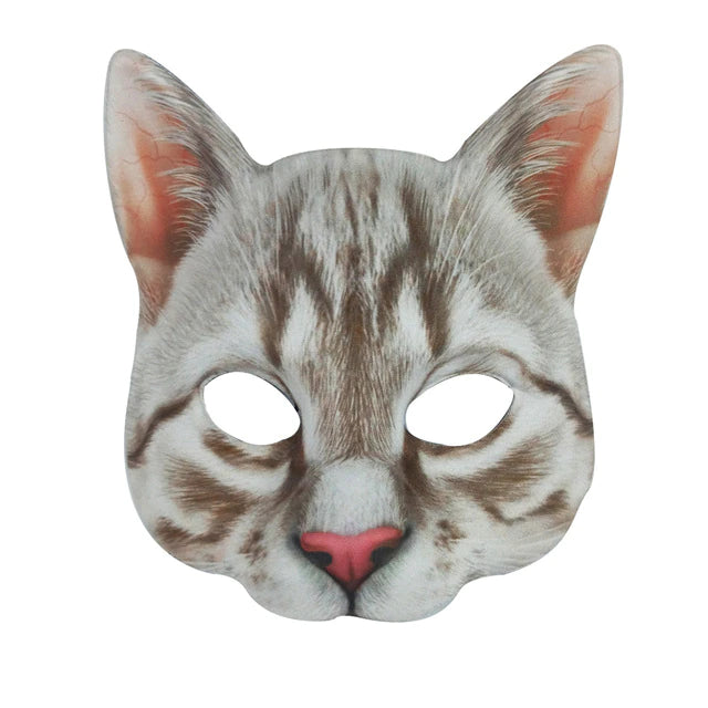 Lifelike Cat Half-Face Cosplay Mask – 9 Styles | Halloween, Masquerade & Party Costume Prop