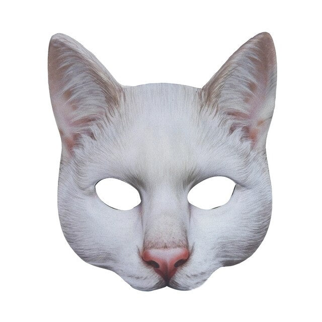 Lifelike Cat Half-Face Cosplay Mask – 9 Styles | Halloween, Masquerade & Party Costume Prop